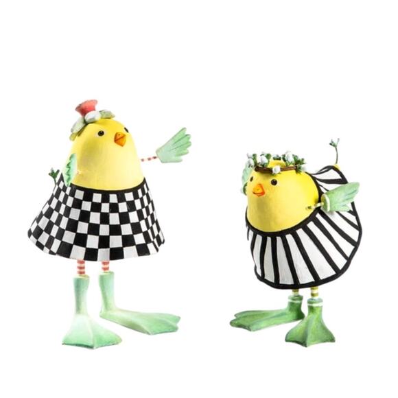 MACKENZIE CHILDS Patience Brewster Dressed Up Chicks, Set of 2 Easter Decor NEW - Picture 1 of 2